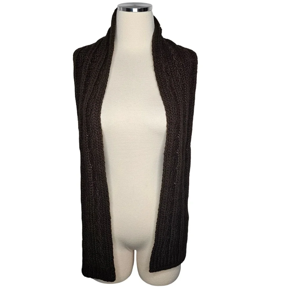The‎ North Face Brown Cable Knit Scarf Chunky Winter Neck Warmer Unisex Logo - Picture 3 of 4